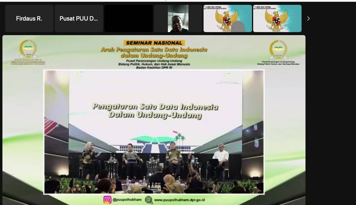 Rektor ITPLN dalam seminar nasional Satu Data Indonesia yang diselenggarakan Badan Keahlian DPR-RI. Dok. Tangkapan Layar