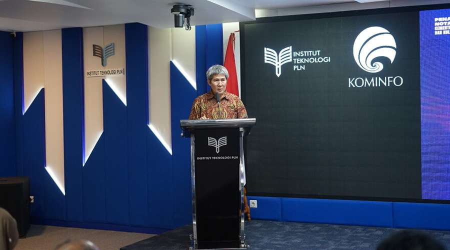 Rektor ITPLN Prof. Dr. Ir. Iwa Garniwa MK. M.T dalam sambutan Nota Kesepahaman ITPLN dengan Kementerian Komunikasi dan Informatika (Kominfo). Dok. Humas