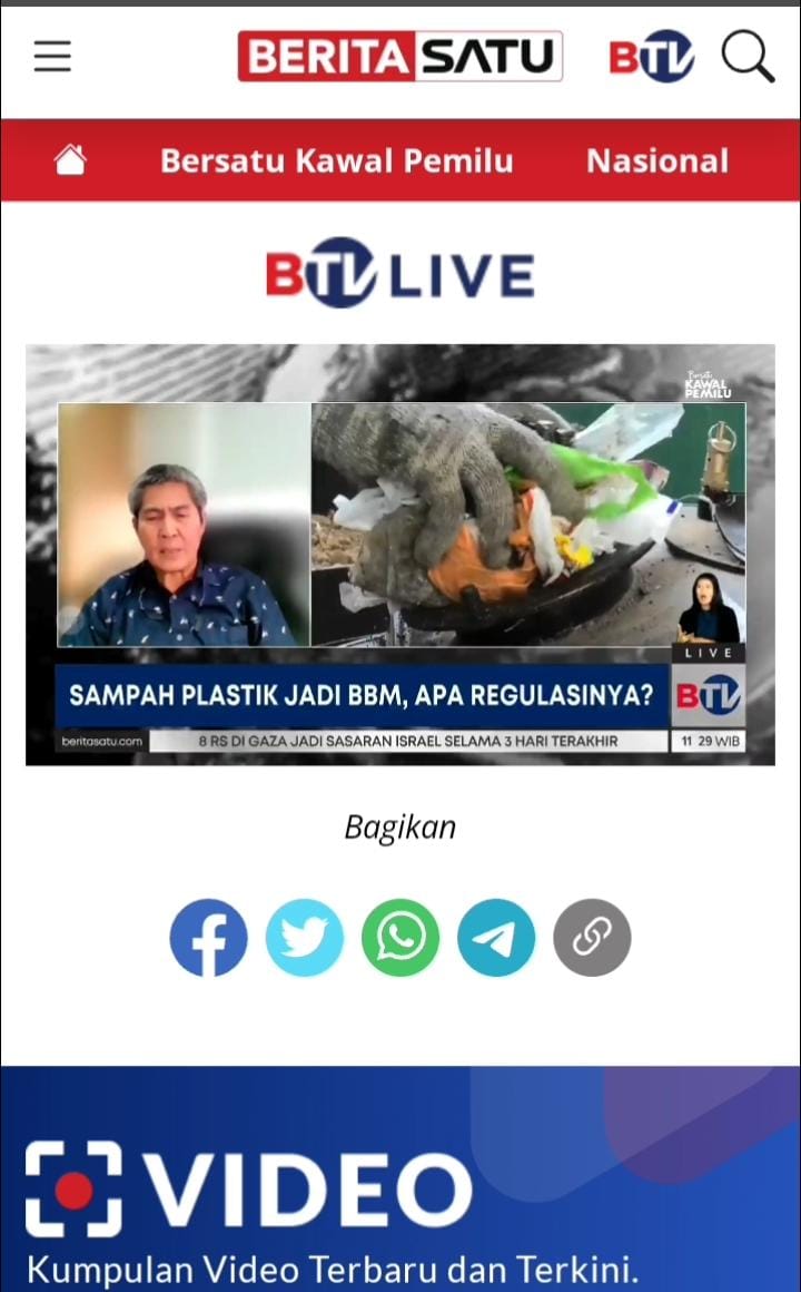 Rektor ITPLN Prof. Iwa menjadi narasumber dalam program Berita Satu. Dok. Tangkapan Layar