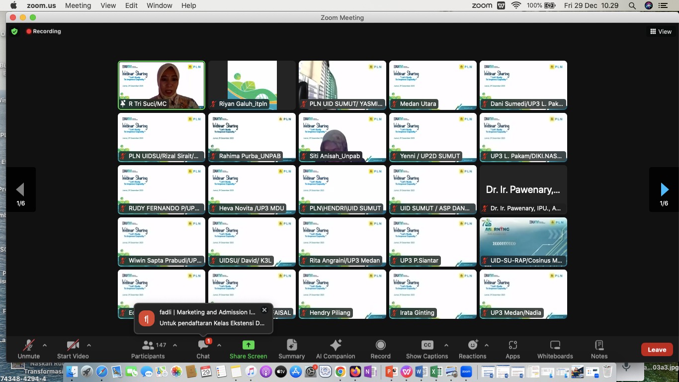 Peserta Webinar Sharing PLN UIW Sumatera Utara. Dok. Istimewa