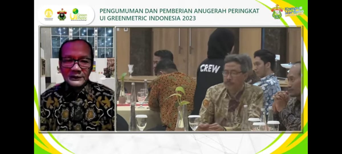 Plt. Direktur Jenderal Pendidikan Tinggi, Riset, dan Teknologi (Dirjen Diktiristek), Kemendikbud Ristek, Prof. Ir. Nizam saat menyampaikan sambutan dalam penganugerahan ranking UI GreenMetric. Dok. Tangkapan Layar